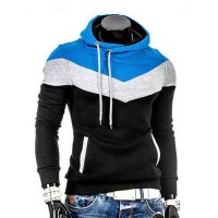 Sweat a capuche Hoodie Homme Fashion Sportwear Fitted Chevron Sport Noir Bleu turquoise